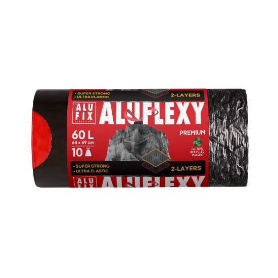 Saci menajeri cu snur "ALUFLEXY", 60L, LDPE, 10 bucati - ALUFIX