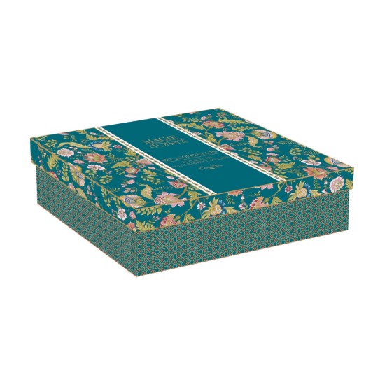 Set 4 cesti portelan, 110 ml, cu farfurioare din bambus, "Magie D'Orient" - Easy Life