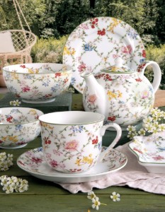 Ceainic cu infuzor metalic, portelan, 1L, "Garden Dreams" - Nuova R2S