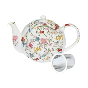 Ceainic cu infuzor metalic, portelan, 1L, "Garden Dreams" - Nuova R2S