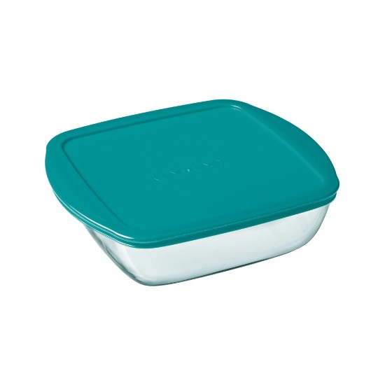 Caserola patrata, cu capac, sticla termorezistenta, 25x22cm/2,2L, "Cook&Store", Blue - Pyrex