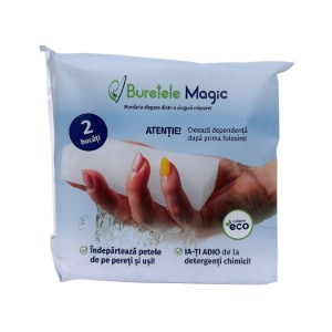 Set 2 bucati, burete magic pentru curatat pete, spuma melaminica - Carpa Magica
