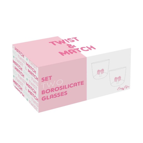 Set 2 pahare, sticla borosilicata, 350ml, "Twist&Match", Pink - Nuova R2S
