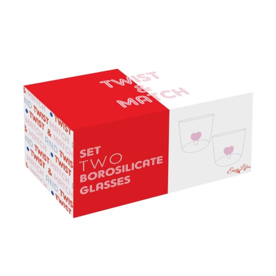 Set 2 pahare, sticla borosilicata, 350ml, "Twist&Match", Red - Nuova R2S