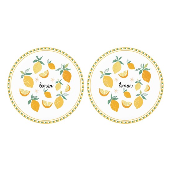 Set 2 farfurii desert, portelan, 20cm, "Twist&Match", Yellow - Nuova R2S