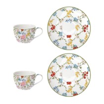 Set 2 cesti cafea cu farfurioara, portelan, 110ml, "Garden Dreams" - Nuova R2S