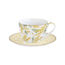 Set 2 cesti cafea cu farfurioara, portelan, 110ml, "Mimosa" - Nuova R2S