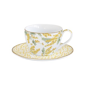 Set 2 cesti cafea cu farfurioara, portelan, 110ml, "Mimosa" - Nuova R2S