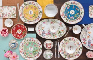 Set 2 cesti cafea cu farfurioara, portelan, 80ml, "Jardins D'Orient" - Nuova R2S