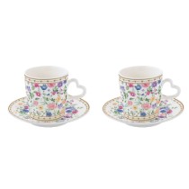 Set 2 cesti cafea, portelan, 100ml si espressor moka, "Mon Amour" - Nuova R2S