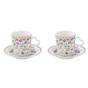 Set 2 cesti cafea, portelan, 100ml si espressor moka, "Mon Amour" - Nuova R2S