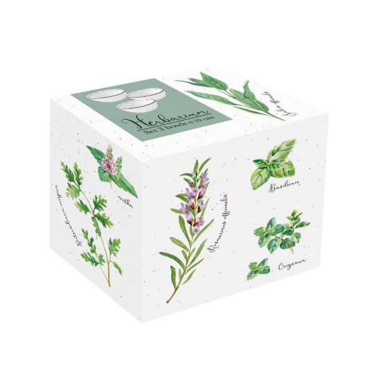 Set 3 boluri, portelan, 10cm, "Herbarium" - Nuova R2S