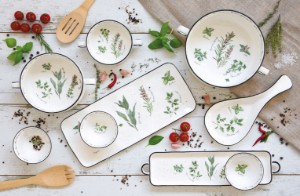 Sticla ulei/otet, portelan, 300ml, "Herbarium" - Nuova R2S