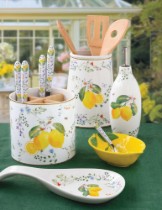 Sticla ulei/otet, portelan, 300ml, "Fleurs et Citrons" - Nuova R2S