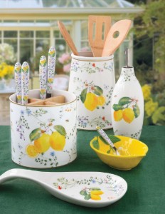 Sticla ulei/otet, portelan, 300ml, "Fleurs et Citrons" - Nuova R2S