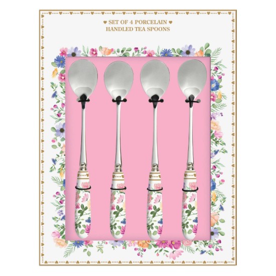 Set 4 lingurite ceai, cu maner din portelan, "Mon Amour" - Easy Life