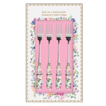 Set 4 furculite desert, cu maner din portelan, "Mon Amour" - Nuova R2S