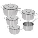 Set vase de gatit, 9 piese, inox, 