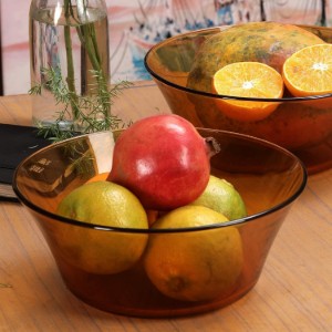 Bol salata, sticla, 23cm/2,2L, "Lys", Amber - Duralex