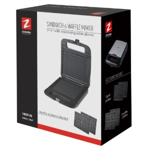 Sandwich-maker 2 in 1, 4 felii, 1400W - Zokura