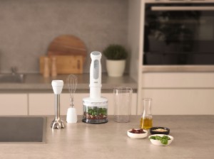 Blender vertical "MultiQuick 5", 4 accesorii, 1000W, Alb - Braun