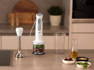 Blender vertical "MultiQuick 5", 3 accesorii, 1000W, Alb - Braun