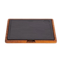 Platou servire, fonta, 33 x 24 cm, cu suport din lemn - LAVA