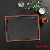 Platou servire, fonta, 33 x 24 cm, cu suport din lemn - LAVA