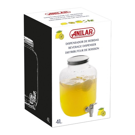 Dispenser bauturi, cu robinet, sticla, 4L - Anilar