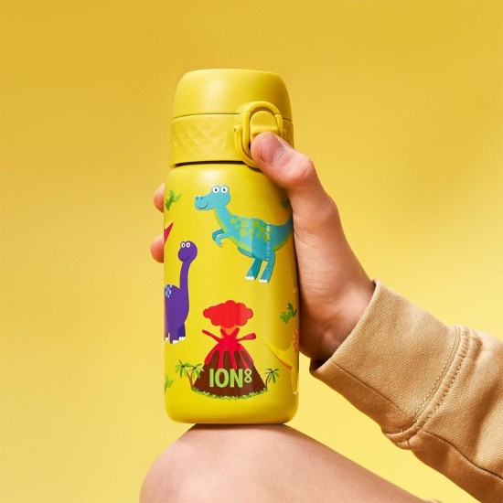 Sticla apa pentru copii, inox, 400ml, Yellow, Dinosaurs - Ion8