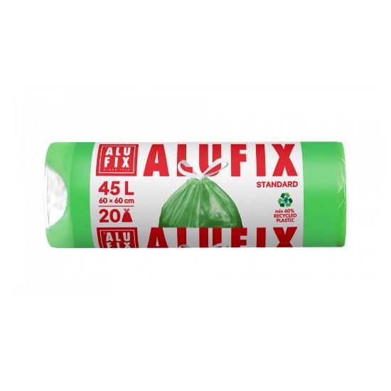 Saci menajeri cu banda, 45L, HDPE, 20 bucati, Verde - ALUFIX