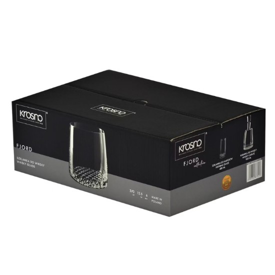 Set 6 pahare whisky, sticla cristalina, 370ml, "Fjord" - Krosno