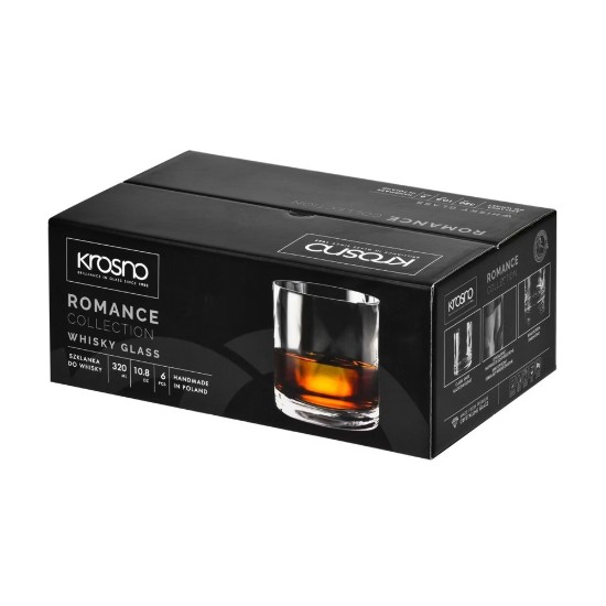 Set 6 pahare whisky, sticla cristalina, 320ml, "Romance" - Krosno