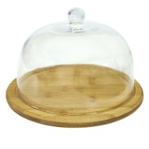 Platou servire branzeturi, 24 cm, cu capac din sticla - Zokura