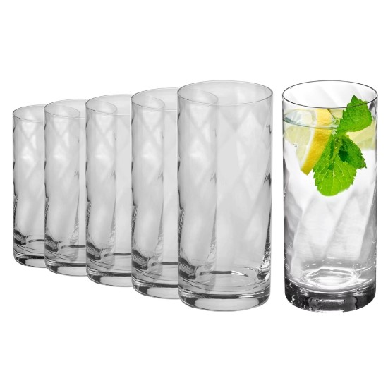 Set 6 pahare long drinks, sticla cristalina, 380ml, "Romance" - Krosno