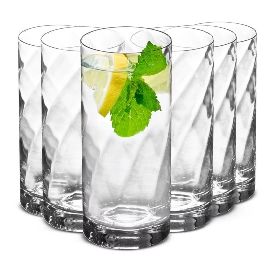 Set 6 pahare long drinks, sticla cristalina, 380ml, "Romance" - Krosno