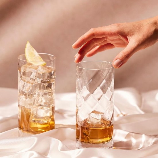 Set 6 pahare long drinks, sticla cristalina, 380ml, "Romance" - Krosno