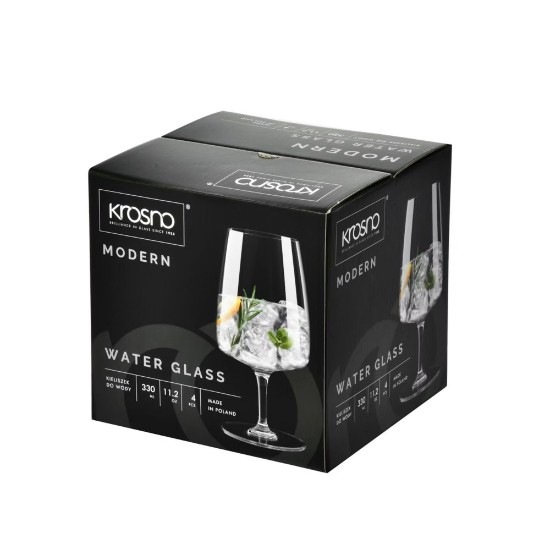 Set 4 pahare apa, sticla cristalina, 330ml, "Modern" - Krosno