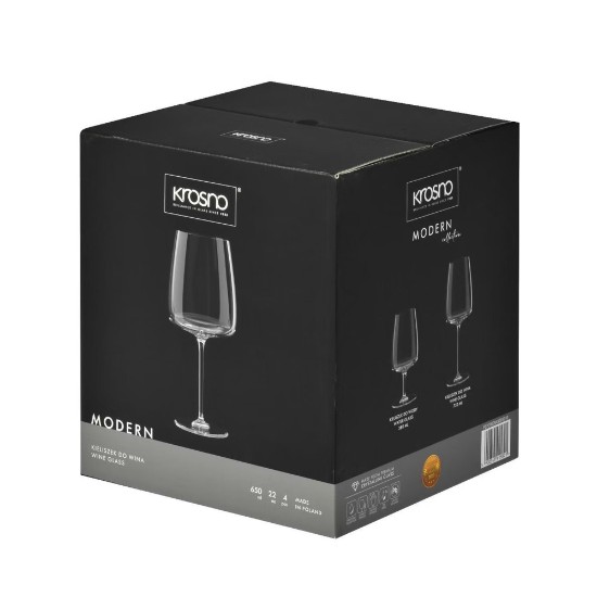 Set 4 pahare vin, sticla cristalina, 650ml, "Modern" - Krosno