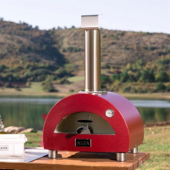 Cuptor pe lemne pentru pizza Moderno 1 Pizze, Rosu - Alfa