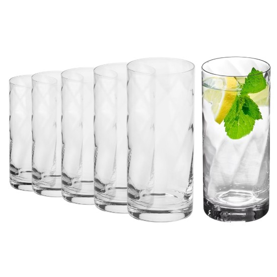 Set 6 pahare long drinks, sticla cristalina, 380ml, "Romance" - Krosno