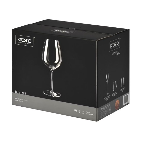 Set 6 pahare vin rosu, sticla cristalina, 670ml, "Divine" - Krosno