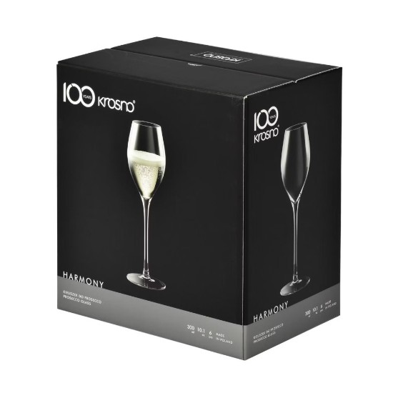 Set 6 pahare Prosecco, sticla cristalina, 300ml, "Harmony" - Krosno