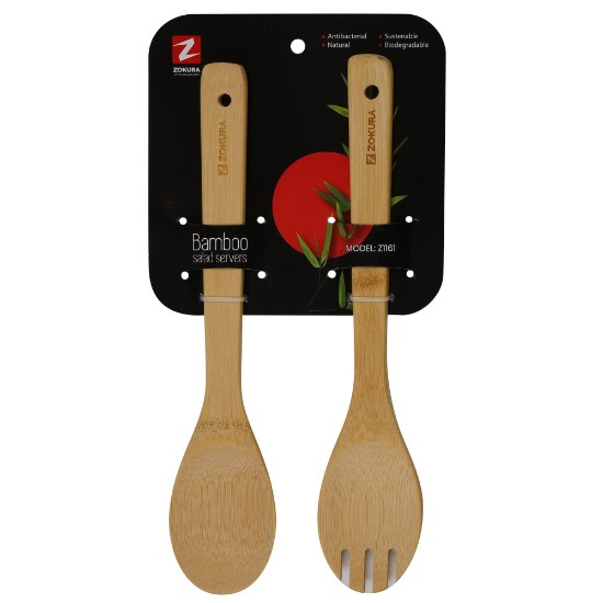 Set 2 linguri servire salata, 30,5 cm, bambus - Zokura