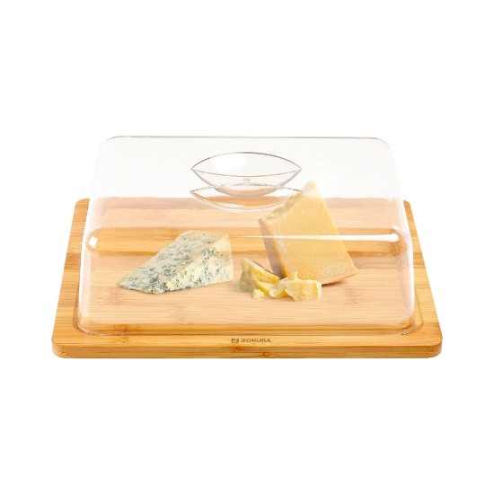 Platou servire branzeturi, 24 x 19 cm, cu capac din plastic - Zokura