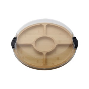 Platou compartimentat, cu capac, bambus, 35,5cm - Farberware