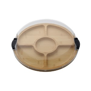 Platou rotativ, cu capac, bambus, 35,5cm, "Farberware" - Kitchen Craft