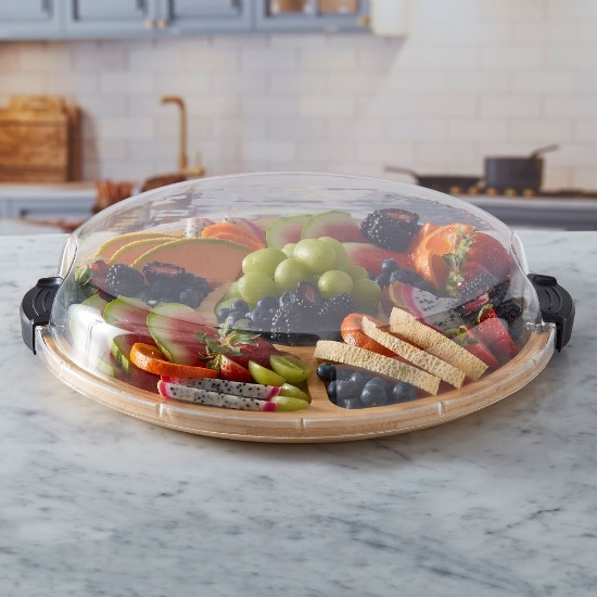 Platou rotativ, cu capac, bambus, 35,5cm, "Farberware" - Kitchen Craft