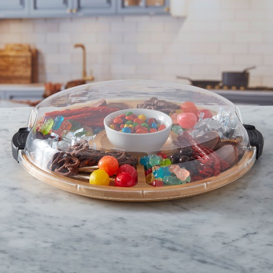 Platou rotativ, cu capac, bambus, 35,5cm, "Farberware" - Kitchen Craft