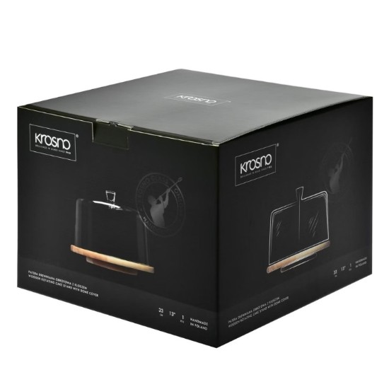 Platou rotativ, 33cm, cu capac din sticla, "Glamour"- Krosno